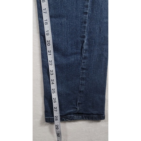 Democracy Embroidered Floral Girlfriend Jeans Size 8 Mid Rise Dark Blue Denim - Picture 13 of 16